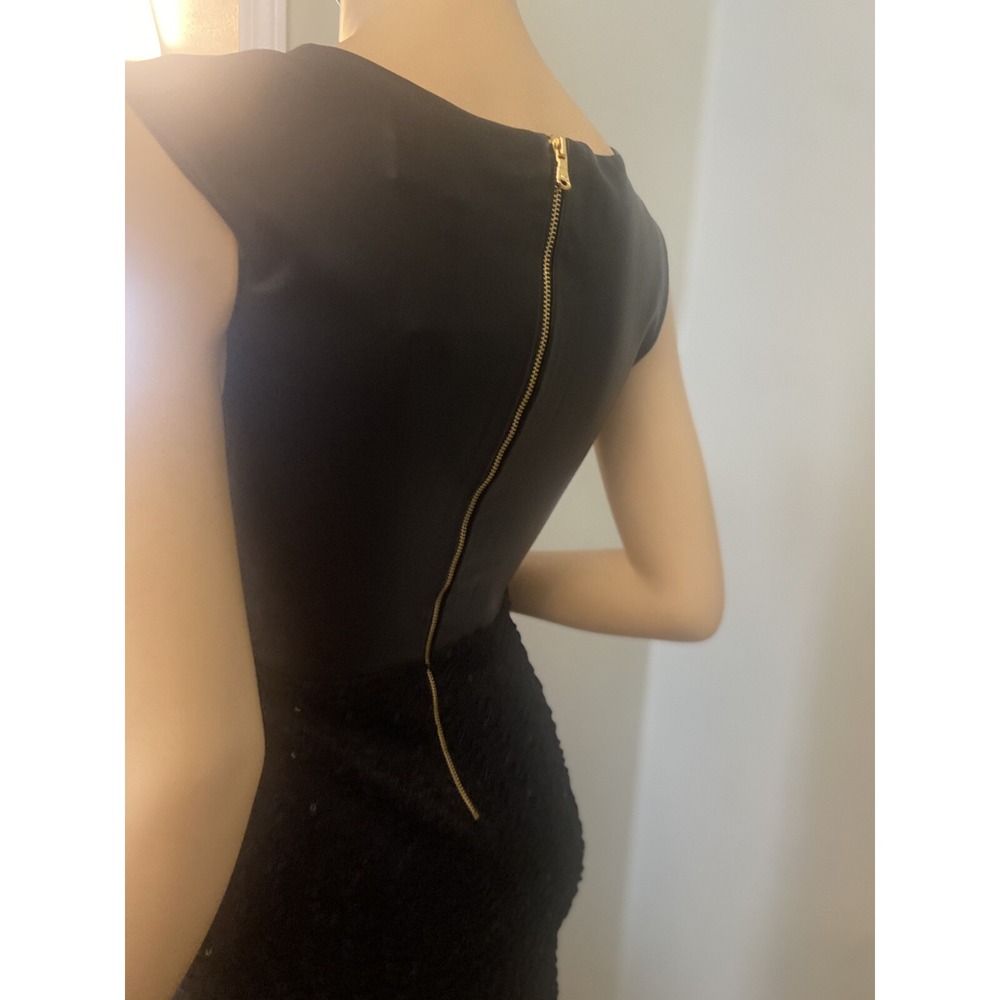 GUESS Dress Black Faux Leather & Black Shimmering‎ Fabric  Size 2  Zipper - Picture 8 of 12